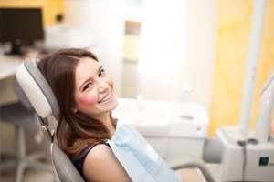 A woman at her dental appointment