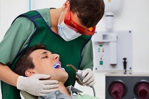 Man receiving dental treatment