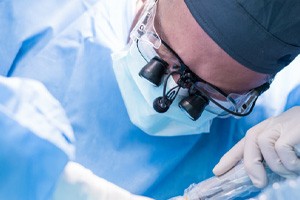 Closeup of Springfield implant dentist placing a dental implant