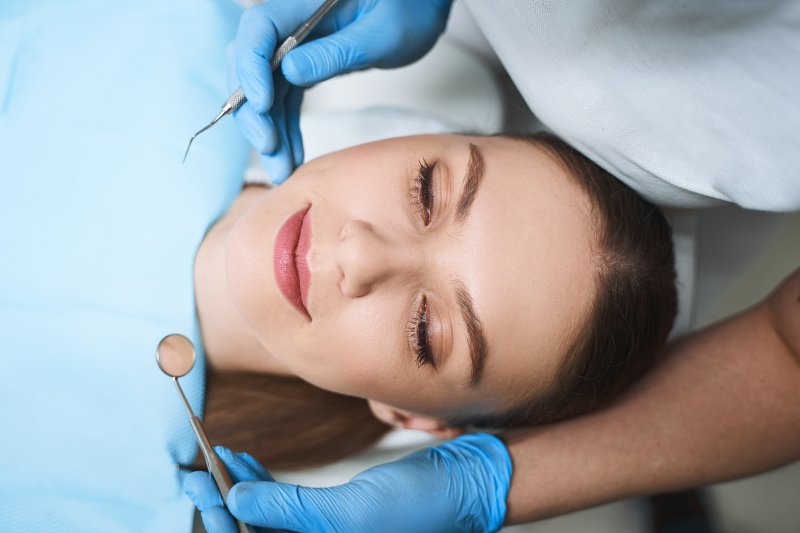 Relaxed woman at the dentist